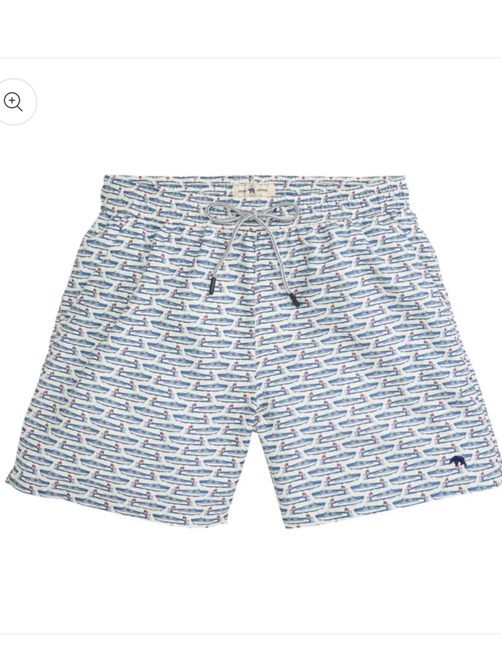 Onward Reserve - Float Your Boat Men's White & Blue Print Swim Trunks. Size L